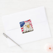 Sticker Carré Bald Eagle devant le drapeau américain Art patriot (Enveloppe)