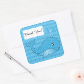 Sticker Carré Baleine Bébée Bleue Polka | Texte do-it-yourself (Enveloppe)