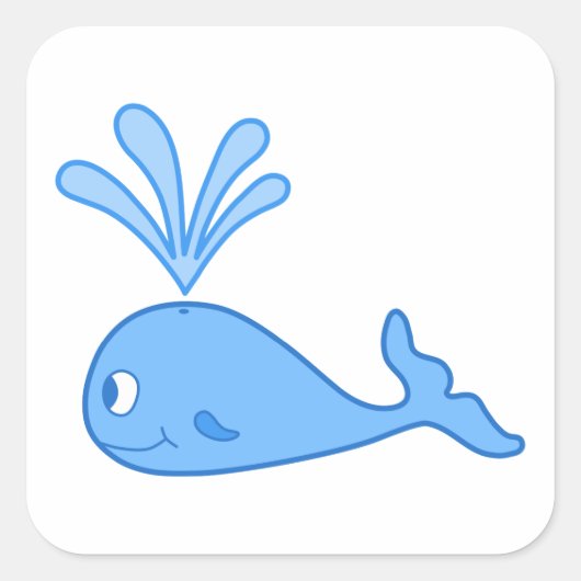 Sticker Carré Baleine, Bleu. (Devant)