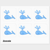Sticker Carré Baleine, Bleu. (Feuille)