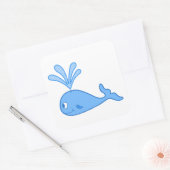 Sticker Carré Baleine, Bleu. (Enveloppe)