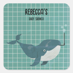 Sticker Carré Baleine dans la piscine bébé douche