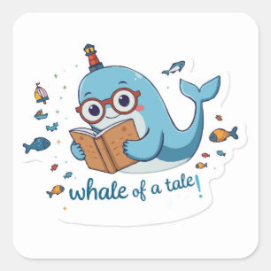 Sticker Carré Baleine d'un conte - Retour à l'école drôle