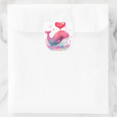 Sticker Carré Baleine Rose Cœur Mignon Saint-Valentin (Sac)
