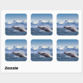 Sticker Carré Baleines À Baleines À Baleines À Baleines À Balein (Feuille)