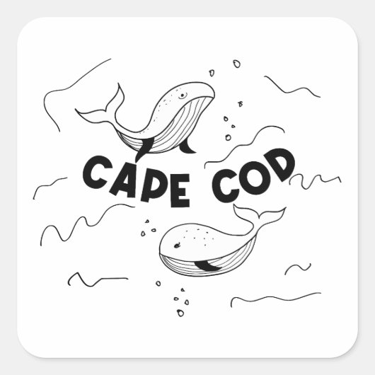 Sticker Carré Baleines de Cape Cod Massachusetts (Devant)