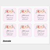 Sticker Carré Balise Baby shower floral rose clair (Feuille)