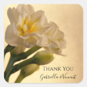 Sticker Carré Balise blanche double jonquilles Mariage Merci Fav (Devant)