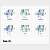 Sticker Carré Balise Bleu Gris Vert Bleu Baguette d'Anniversaire (Feuille)