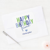 Sticker Carré Balise Bleu Gris Vert Bleu Baguette d'Anniversaire (Enveloppe)