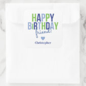 Sticker Carré Balise Bleu Gris Vert Bleu Baguette d'Anniversaire (Sac)