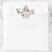Sticker Carré Balise Boho Genre Neutre Baby shower Nom (Sac)