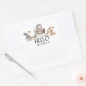 Sticker Carré Balise Boho Genre Neutre Baby shower Nom (Enveloppe)