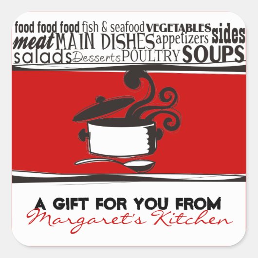 Sticker Carré Balise cadeau cadeau de cuisine de pot de couleur  (Devant)