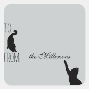 Sticker Carré Balise Cadeau Chats