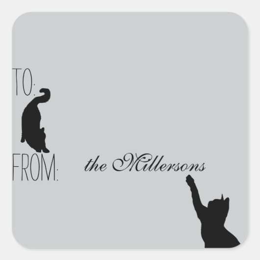 Sticker Carré Balise Cadeau Chats (Devant)