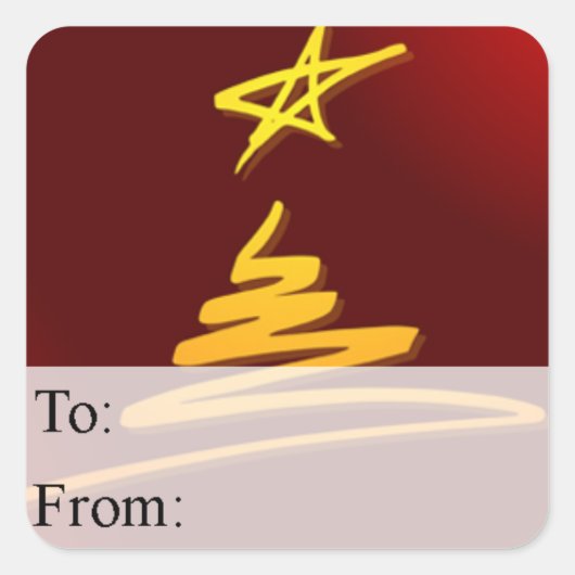 Sticker Carré Balise cadeau d'arbre de Noël d'art moderne (Devant)