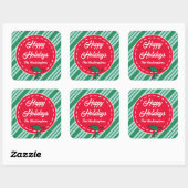 Sticker Carré Balise cadeau de bonbons de Noël Retro Custom (Feuille)