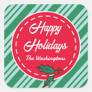 Sticker Carré Balise cadeau de bonbons de Noël Retro Custom