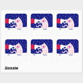 Sticker Carré Balise cadeau de chat et de Père Noël (Feuille)