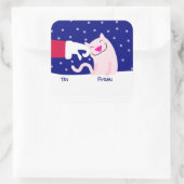Sticker Carré Balise cadeau de chat et de Père Noël (Sac)