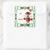 Sticker Carré Balise cadeau de football de Noël (Sac)