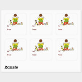 Sticker Carré Balise cadeau de lecture de garçon (Feuille)