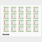Sticker Carré Balise cadeau de Noël Botanical Holly Gnome Bookpl (Feuille)