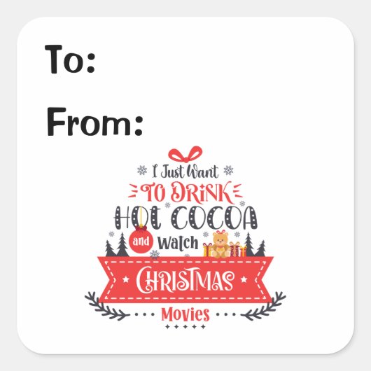 Sticker Carré Balise cadeau de Noël de typographie graphique (Devant)