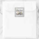 Sticker Carré Balise cadeau de Noël Gold & Silver Shimmer (Sac)