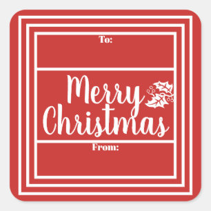 Sticker Carré Balise cadeau de Noël Joyeux Choisir la couleur