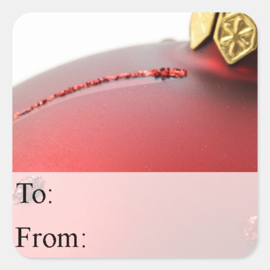 Sticker Carré Balise cadeau de Noël rouge et or (Devant)