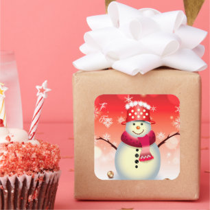 Sticker Carré Balise cadeau de Noël Sticker-Snowman