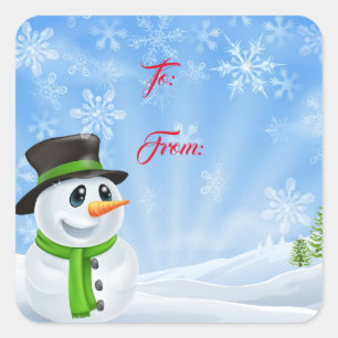 Sticker Carré Balise cadeau de Noël Sticker-Snowman