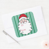Sticker Carré Balise cadeau de Noël vert Santa Claus (Enveloppe)