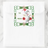 Sticker Carré Balise cadeau de Noël Volleyball (Sac)