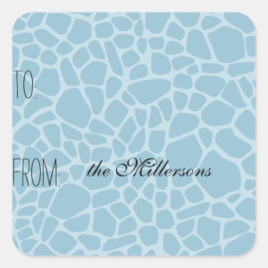 Sticker Carré Balise Cadeau d'impression de la Giraffe bleue (Devant)