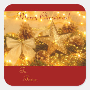Sticker Carré Balise cadeau "Golden Christmas"