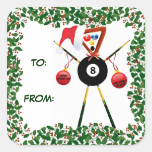 Sticker Carré Balise cadeau Holly Christmas Billiards