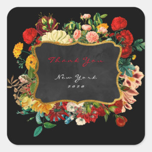 Sticker Carré Balise Cadeau Merci Tableau noir Accueil Fabriqué