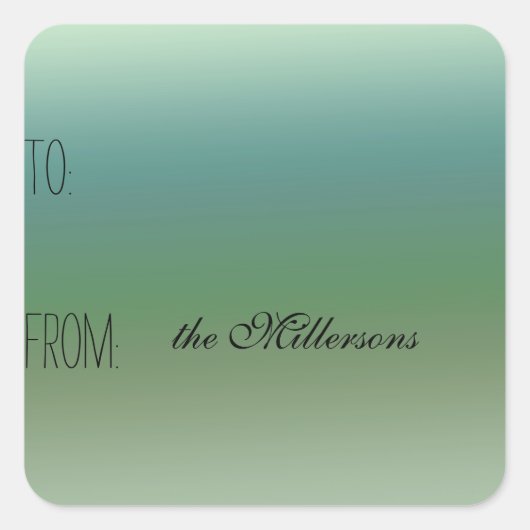 Sticker Carré Balise cadeau Ombre Vert bleu (Devant)