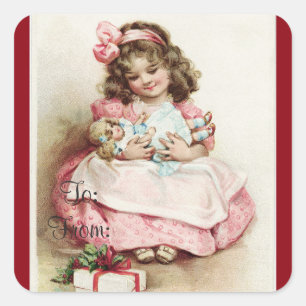 Sticker Carré Balise Cadeau petite fille