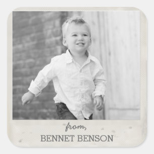 Sticker Carré Balise cadeau photo vintage