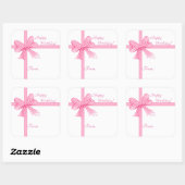 Sticker Carré Balise cadeau Pink Bow et Ribbon (Feuille)