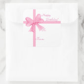 Sticker Carré Balise cadeau Pink Bow et Ribbon (Sac)