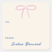 Sticker Carré Balise cadeau Pink Simple Bow Blank (Devant)