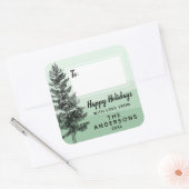 Sticker Carré Balise Cadeau vert à la menthe de pin rustique de  (Enveloppe)