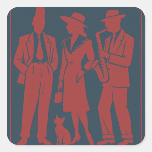 Sticker Carré Balise cadeau Zazous (Devant)