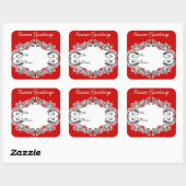 Sticker Carré Balise de cadeau de voeux de saison (Feuille)