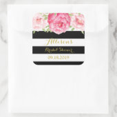 Sticker Carré Balise de Fête des mariées florale noire rose (Sac)